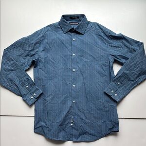 Michael Kors Blue plaid cotton Button Down dress Shirt boys kid sz 18 NWOT